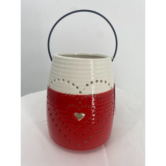 Signature Select Ceramic Valentine Lantern Red/Cream NWT - Picture 1 of 3